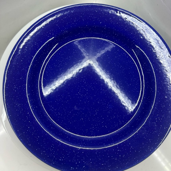 Two blue speckled enamelware 10” plates - Picture 3 of 6